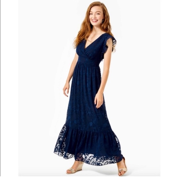 Lilly Pulitzer Dresses & Skirts - Lilly Pulitzer Navy Blue Maxi Dress size 8